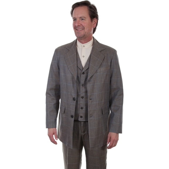 Scully 541699-MUL-42 Wah-Maker Mens -Color Linen Blend Plaid Town Coat, Multicolor - 42