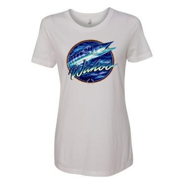 Wahoo Fish Lovers Womens T-shirts Fit, White, Small