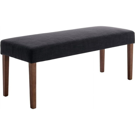 Wahson Farmhouse Linen Upholstered Dining Bench, 45" Long Dining Room Bench Seat with Natural Wood Legs, Charcoal