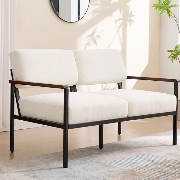 Wahson White Chenille Loveseat Couches, 52 Inch Modern Comfy Upholstered Sofa with 2-Seat, Small Sofa Couch Lounge Chair Mini Teen Couch for Living Room/Bedroom/Small Spaces/Office