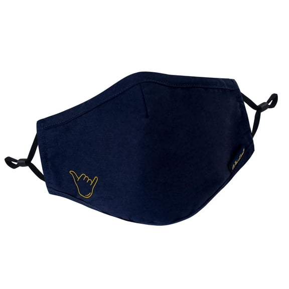 Wai Lana OPTIMAL Cloth Face Covering - Shaka sign print, Comfortable, Reusable, Washable, Adjustable nose piece, Pack of 2 (Navy Blue)