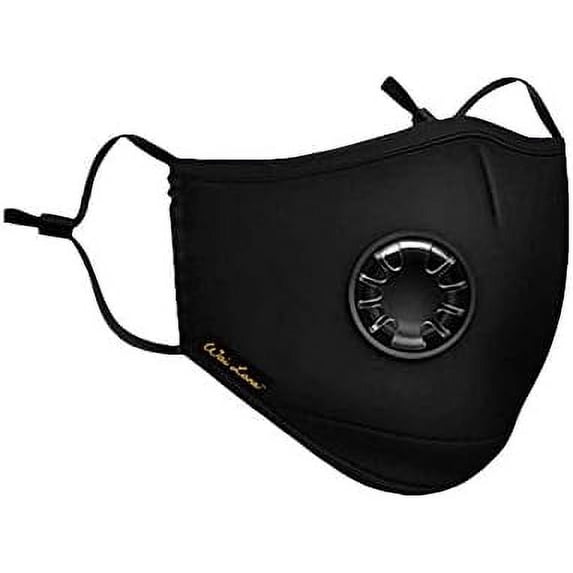 Wai Lana URBAN Face Mask - 100% Cotton Inner Layer, Breathable, Reusable, Washable, Adjustable nose piece and ear loops (Black)