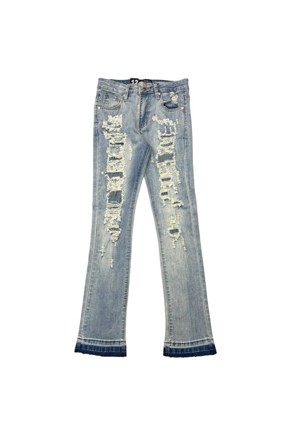 Boys Stacked Jeans (Blue Bleach)
