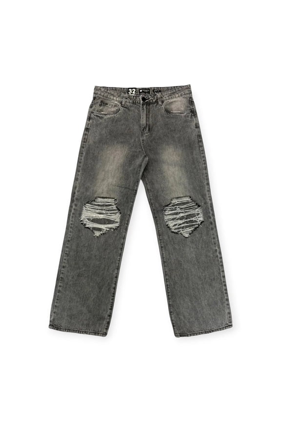 Men Ripped Baggy Fit Jeans M8281D (Dark Grey Wash)