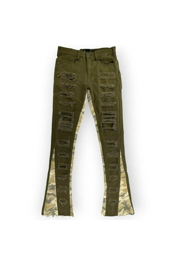 Men Stacked Fit Jeans (Olive)