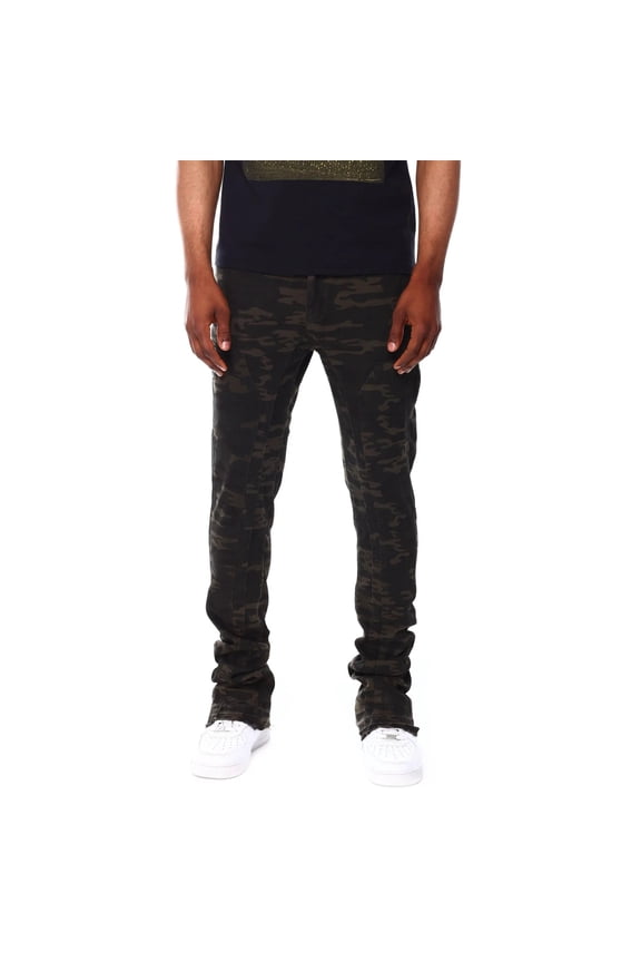 Men Stacked Jeans (Green Camo)