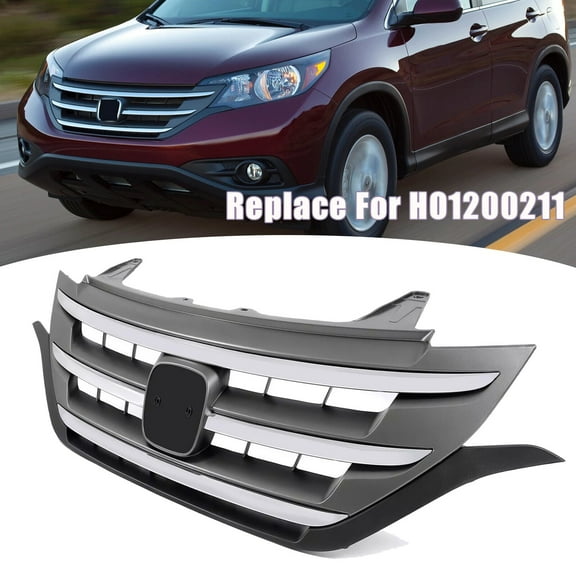 WaiRitoday Front Bumper Upper Grille Grill w/Chrome Trim Compatible with 2012 2013 2014 Honda CRV CR-V