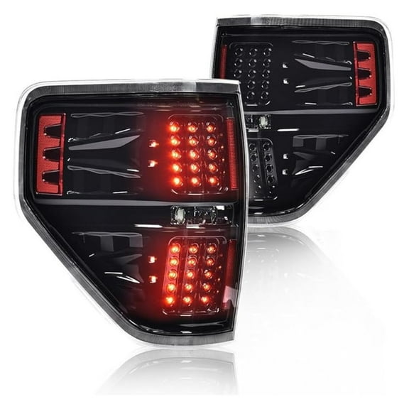 WaiRitoday LED Tail Lights Compatible with 2009-2014 Ford F150 LED Point Style BL3Z13405B Black Housing Clear Lens Rear Tail Lamp Lights Assembly