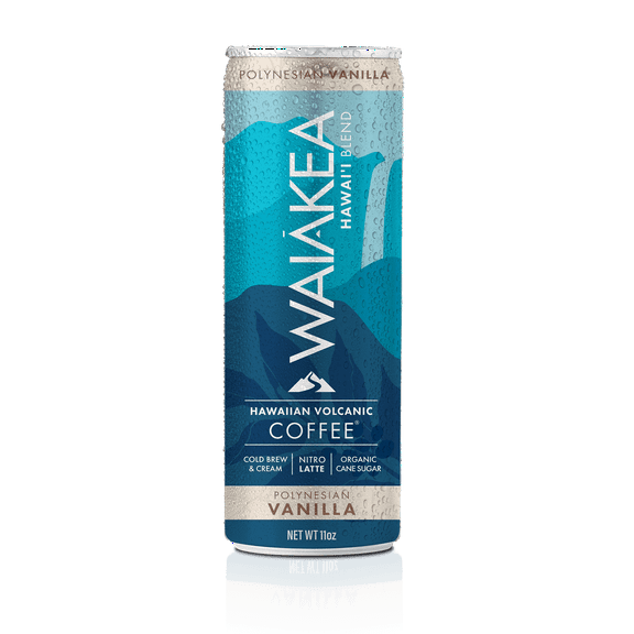 Waiakea Ready to Drink Canned Coffee, Polynesian Vanilla, 11oz -8 Pack