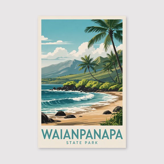 Waianapanapa Travel Print Canvas Wall Art, Waianapanapa Wall Hanging Home decor Waianapanapa Canvas Art, Hawaii Art Canvas Print Canvas Art,work-1WN670