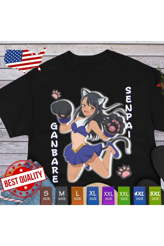 Waifu Nagatoro T Shirt Anime Ecchi Tee Manga Cosplay Clothing Cat Kawaii Senpai