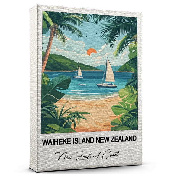 Waiheke Island New Zealand Travel Art Canvas – Modern Wall Art Inspired by New Zealand Coast Canvas – Great Gift for Travel Lovers – Ready to Hang