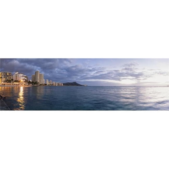 Waikiki Beach Basking in The Last Moments of A Days Sunlight - Honolulu Oahu Hawaii United States of America Poster Print - 44 x 14 in. - Large