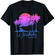Waikiki Beach Hawaii Surf Vintage Sunset Surfer Retro T-Shirt