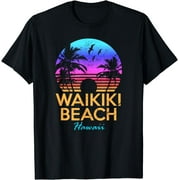 Waikiki Beach Hawaii Vacation Summer Vibes Sunset Graphic T-Shirt