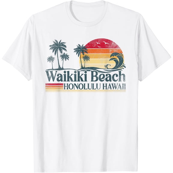 Waikiki Beach Honolulu Hawaii Family Vacation Summer T-Shirt Size S-5XL