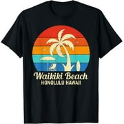 Waikiki Beach Honolulu Hawaii Vintage Sunset Tropical Summer T-Shirt
