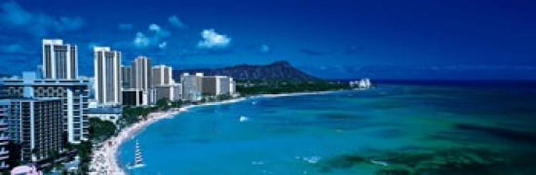 Waikiki Beach Honolulu Oahu HI USA Canvas Art - Panoramic Images (18 x 6)