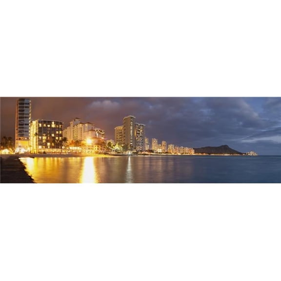 Waikiki Beach Just After Sunset - Honolulu Oahu Hawaii United States of America Poster Print - 44 x 14 in. - Large
