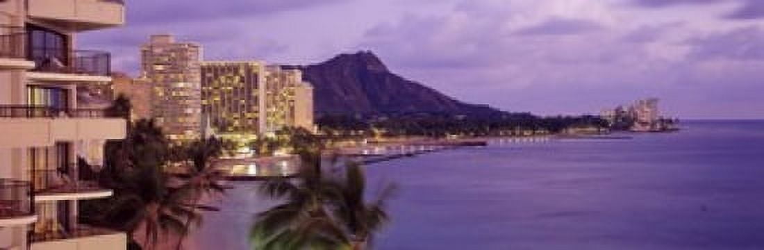 Waikiki Beach Oahu Hawaii USA Canvas Art - Panoramic Images (18 x 6)