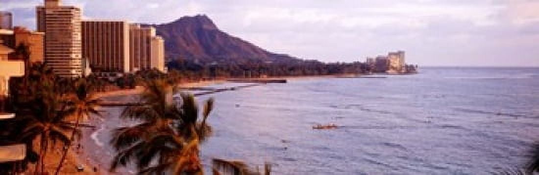 Waikiki Beach Oahu Hawaii USA Canvas Art - Panoramic Images (18 x 6)