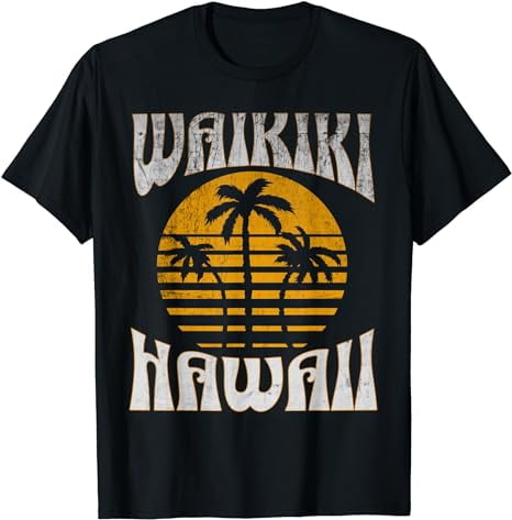 Waikiki Hawaii Sunset Beach Vintage Travel 808 Waikiki Oahu Débardeur