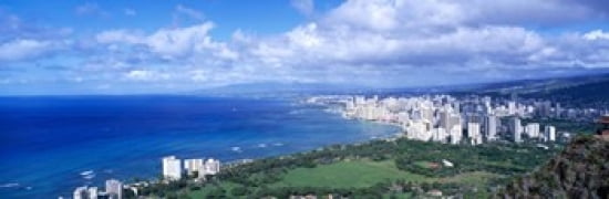 Waikiki Honolulu Oahu HI USA Canvas Art - Panoramic Images (36 x 12)