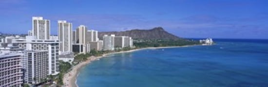 Waikiki Honolulu Oahu HI USA Canvas Art - Panoramic Images (36 x 12)