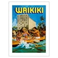 thumbnail image 1 of Waikiki - Outrigger Canoe - Outrigger Hotel - Vintage Advertising Poster by N. Nichelson c.1980s - Fine Art Matte Paper Print (Unframed) 18x24in, 1 of 4