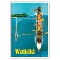 thumbnail image 1 of Waikiki - Outrigger Canoe Surfing - United Air Lines - Vintage Hawaiian Travel Poster by Stan Galli c.1960 - Master Art Print (Unframed) 13in x 19in, 1 of 4