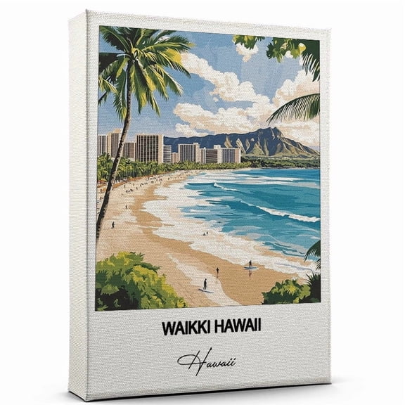 Waikki Hawaii Travel Canvas Wall Art – Nature-Inspired Travel Decor with Scenic Views Hawaii Canvas Wall Print – A Captivating Gift for Adventure Seekers