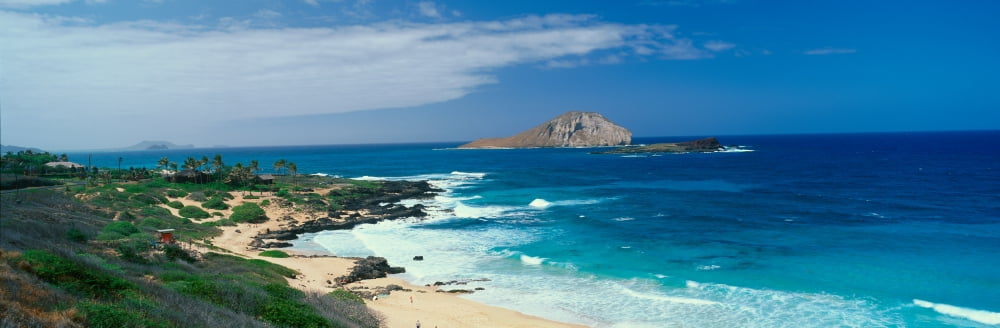 Waimanalo Bay Oahu Hawaii Canvas Art - Panoramic Images (36 x 12)