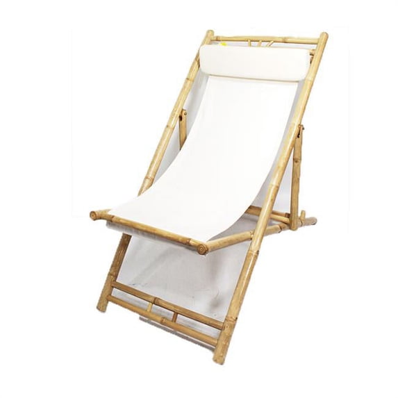 Waimea Bamboo Folding Sling Chair, Natural & White - Set of 2