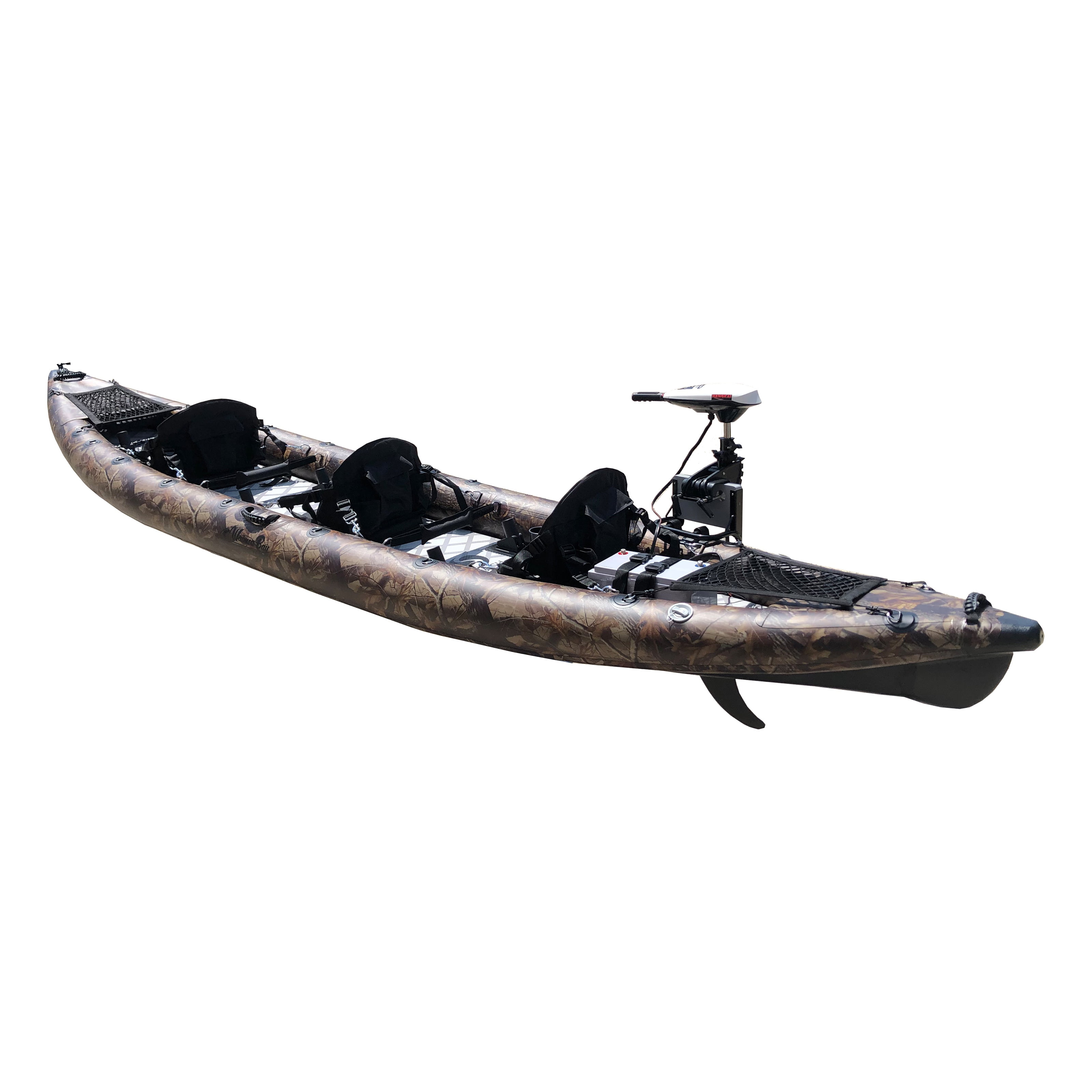 Waimea Bay GrassCamo 16' 3-Seater Rigid Inflatable - Durable Fishing Kayak With 1200lb Capacity
