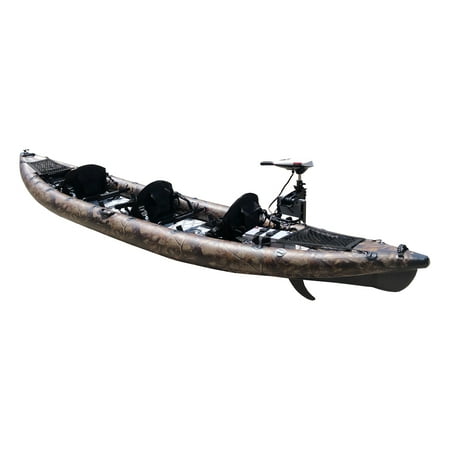 Waimea Bay GrassCamo 16' 3-Seater Rigid Inflatable - Durable Fishing Kayak With 1200lb Capacity