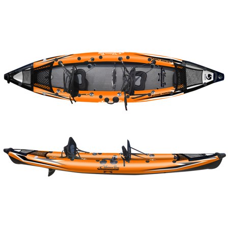 Waimea Bay Rigid Inflatables Strikeforce Inflatable Kayak | 12.8 Ft Giant Inflatable Portable Two-Seater Kayak Includes Paddles, Aluminum Oars, Hand Pump and Detachable Fin | Blow Up Heavy Duty Kayaks