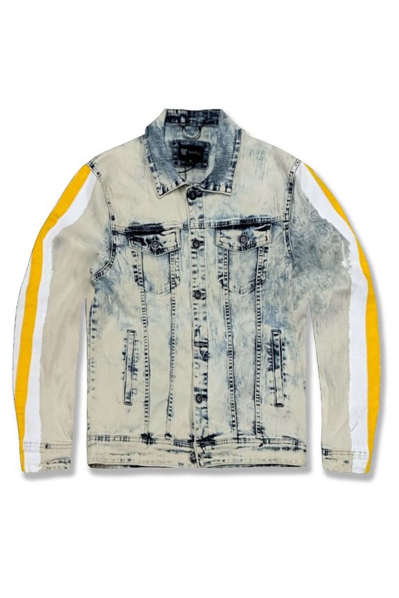Men Paint Tape Jean Jacket(Snow Gold)