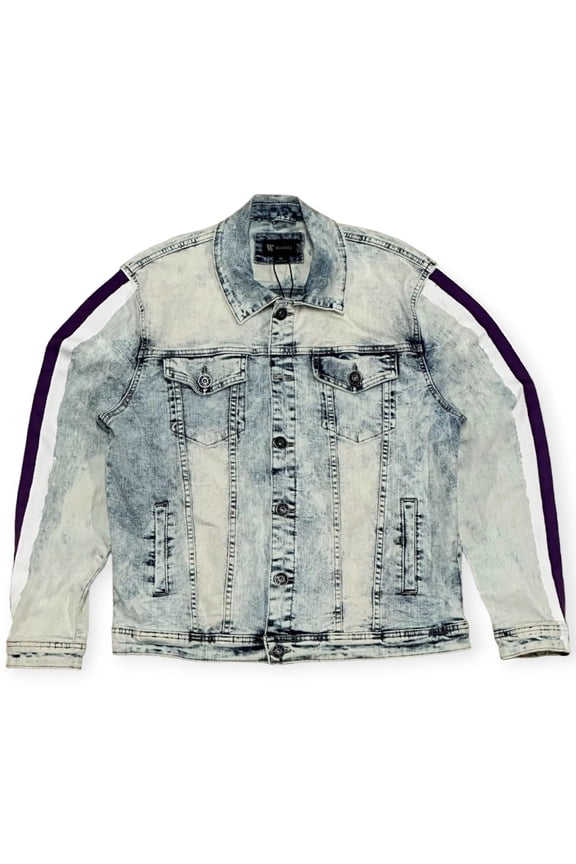 Men Paint Tape Jean Jacket(Snow Purple)