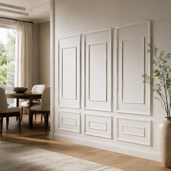 Wainscoting Panels Kit, 3 Pack, Lightweight Paintable Polystyrene, Easy to Install Accent Wall Trim, White