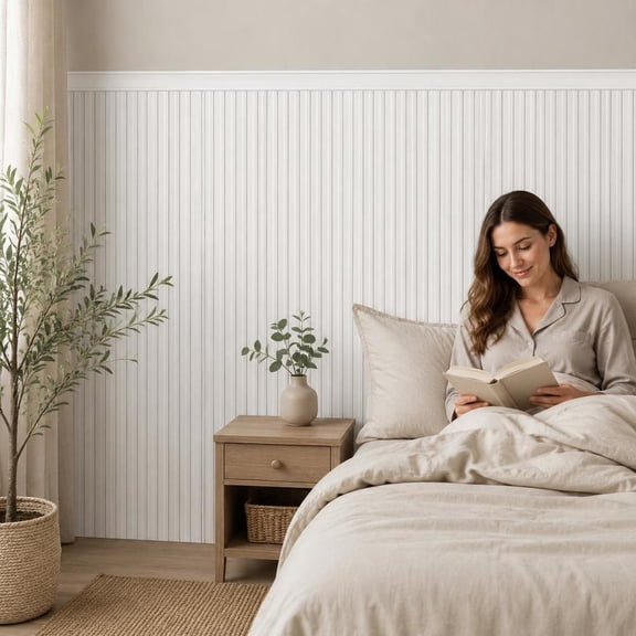 Wainscoting Panels Wall Molding Kit, White Polystyrene, 77.5 X 38.6 In, Paintable, Easy to Install