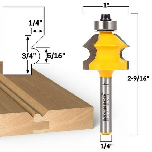 Wainscoting Router Bit Bevel & Bead - 1/4" Shank - Yonico 13111q
