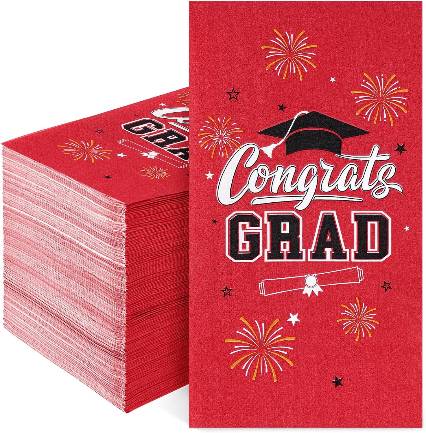 Waipfaru 100 PCS Graduation Paper Napkins Red Disposable Napkins Graduation Party Supplies Serve 50