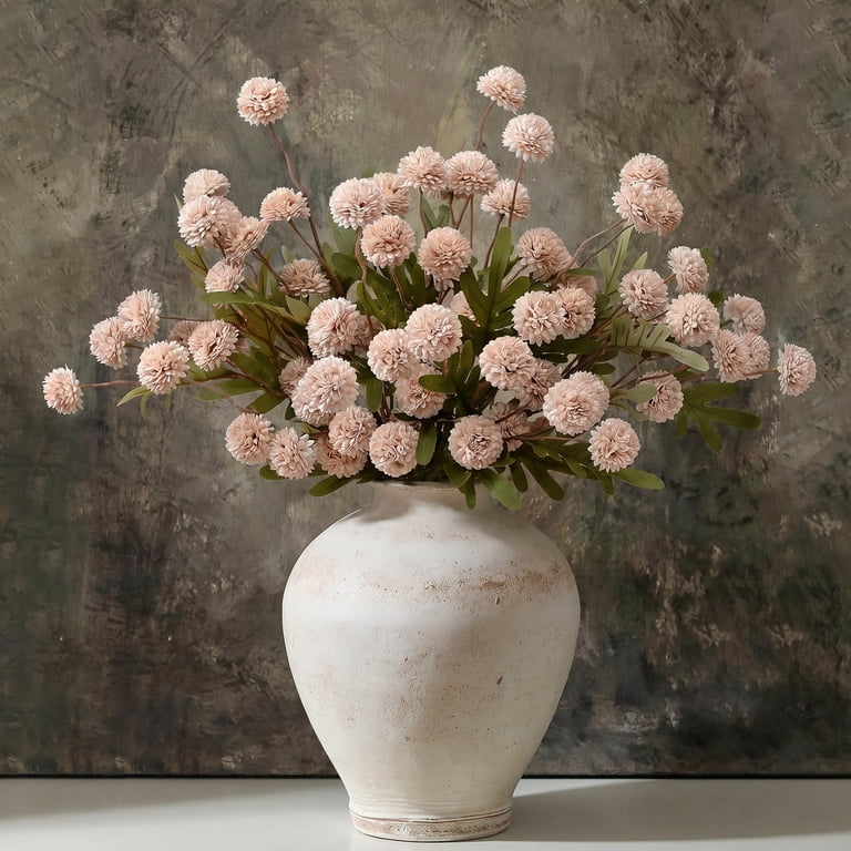 Waipfaru, Fake Silk Pompon Mum Artificial Flowers, 10 Stems