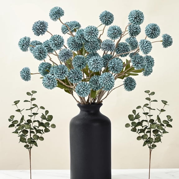 Waipfaru 12pcs Fake Silk Pompon Mum Artificial Flowers,Small Faux Chrysanthemums with Stems,Realistic Floral Decorations for Wedding DIY Bouquet Centerpieces Shower Vase Home Decor