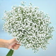 Waipfaru 20 Pcs Artificial Baby Breath Flower Pick, 21inch Real Touch Silk Faux Gypsophila Bouquets for Wedding Arrangement Party Home Decoration(White)