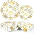 thumbnail image 1 of Waipfaru 200 PCS Christmas Party Supplies Disposable Plates Napkins Set,Gold Christmas Tableware Set Dinner Lunch Dessert Appetizer Decoration Xmas Party, Serve 50, 1 of 8