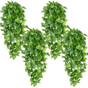 Waipfaru 4 Pack Artificial Pothos Hanging Plants, 42" Fake Trailing Vines Faux Pothos Greenery, Indoor Outdoor Hanging Ivy Foliage for Shelf Wall Patio Farmhouse Decoration