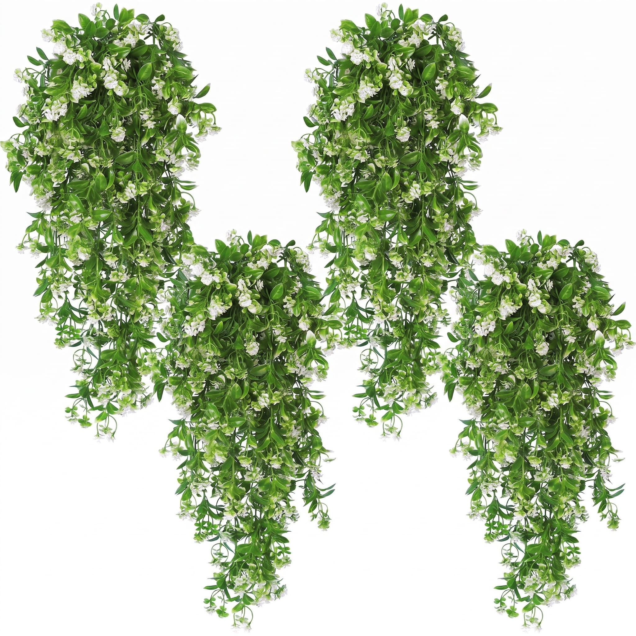 Waipfaru Artificial Hanging Plants,4 Pack Faux Hanging Greenery, Lush ...