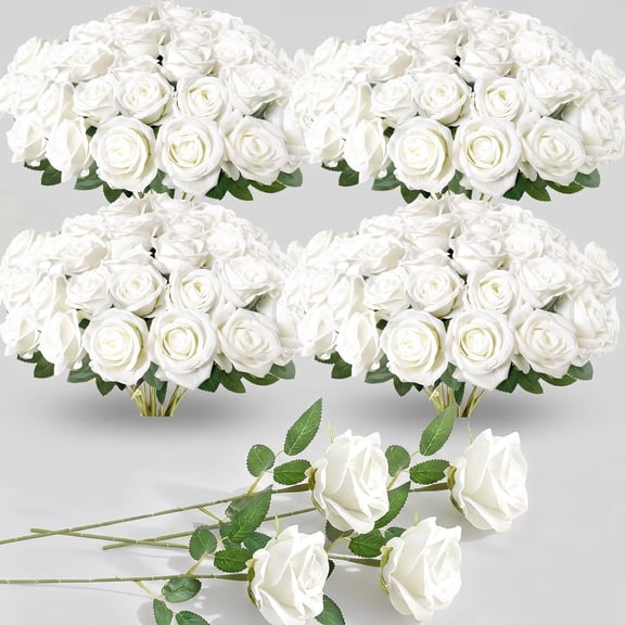 Waipfaru 50pcs Artificial Roses Bulk, Fake Silk Roses Realistic Roses for Wedding Centerpieces Flower Arrangement Home Decor