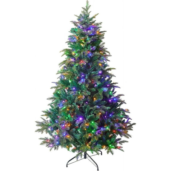 Waipfaru 6ft Pre-lit Artificial Christmas Tree with 300 UL Listed lights,1000 Branch Tips,Foldable Metal Stand for Home Office Party Decoration